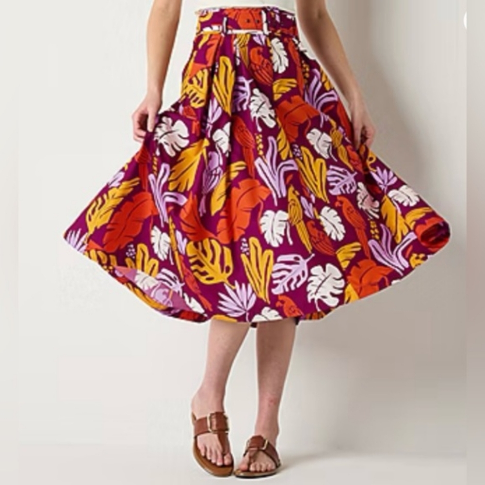 NWT Worthington Plus Size Floral Print Skirt